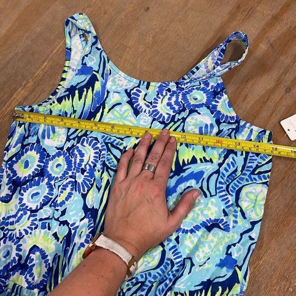 LILLY PULITZER Girls BLUE MULTI-COLOR PRINT SHORT KNIT ROMPER. Size XL (12-14) - Picture 8 of 8